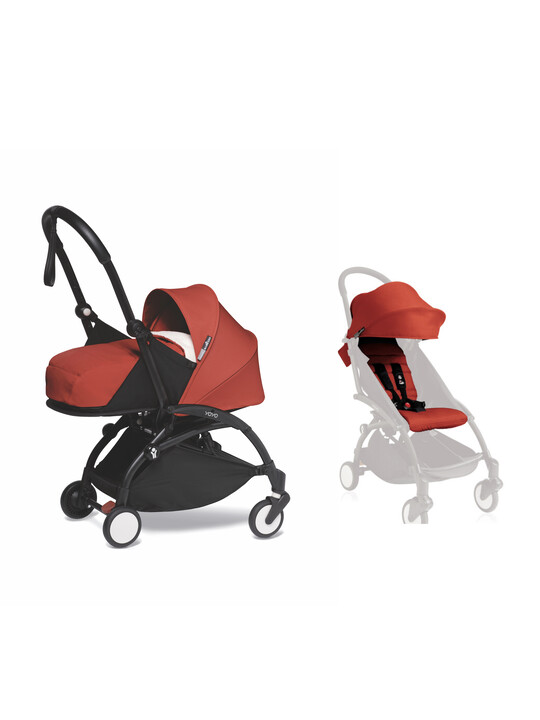 Babyzen YOYO2 Stroller Black Frame with Red Newborn Pack & FREE 6+ Color Pack image number 1